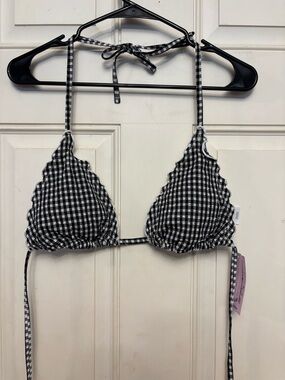 Black and White Gingham Bikini Top